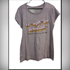 Wound Up T Shirt "Is UGH an Emotion?" Scoop Neck Short Slv Gray XXL (19)